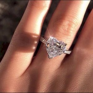 .925 Sterling Silver 3 Carat Heart White Sapphire